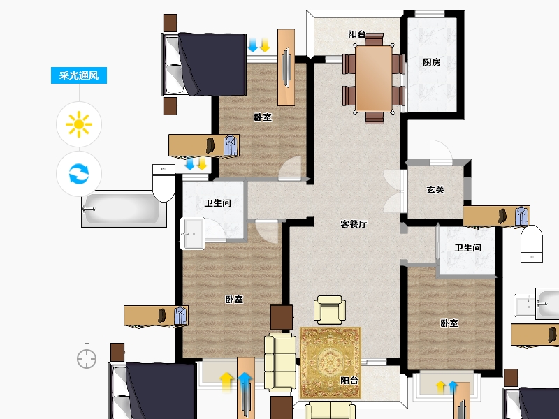 河北省-邯郸市-澜湾-104.06-户型库-采光通风