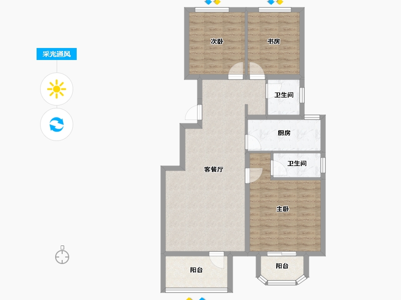 河北省-唐山市-荣盛御府-87.69-户型库-采光通风