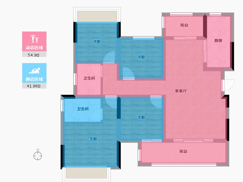 贵州省-遵义市-金科集美东方-85.12-户型库-动静分区