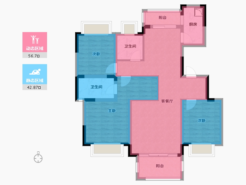 四川省-成都市-华侨城安仁里-87.72-户型库-动静分区