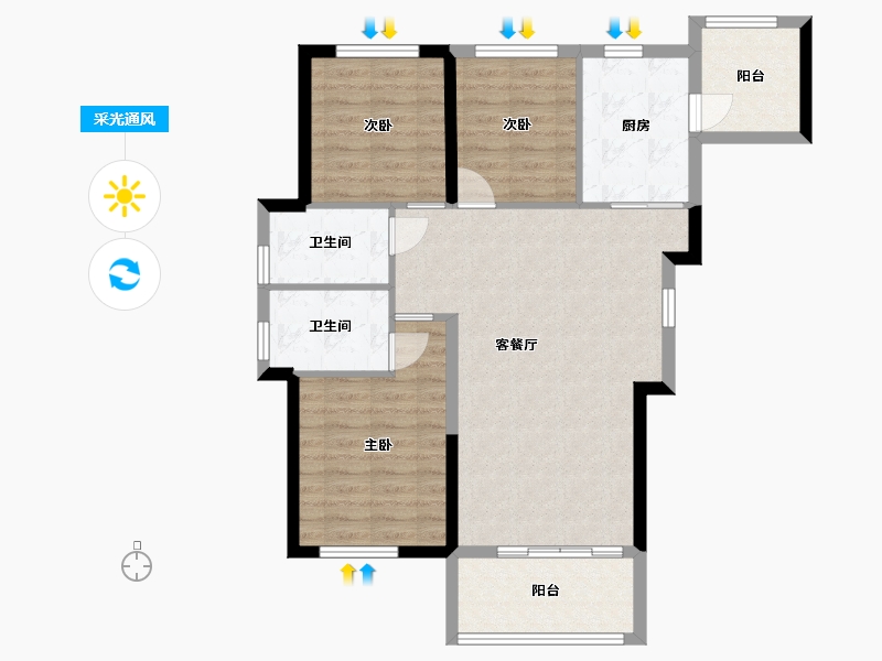 贵州省-贵阳市-四季贵州椿棠府-85.79-户型库-采光通风