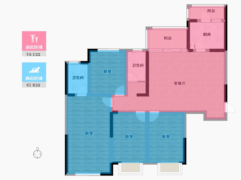 四川省-成都市-宇顺花与城-107.74-户型库-动静分区