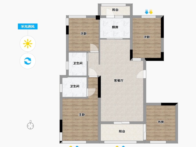 贵州省-贵阳市-四季贵州椿棠府-97.84-户型库-采光通风