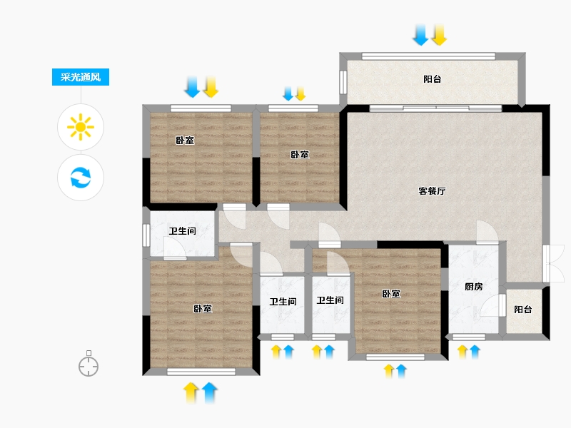 四川省-成都市-凤凰1号栖云湖-112.93-户型库-采光通风