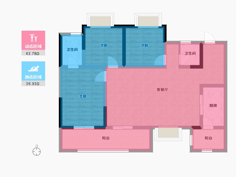 四川省-巴中市-置信·麗府-88.94-户型库-动静分区