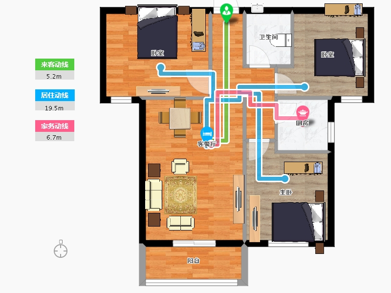 河北省-邯郸市-远邦花园-72.57-户型库-动静线