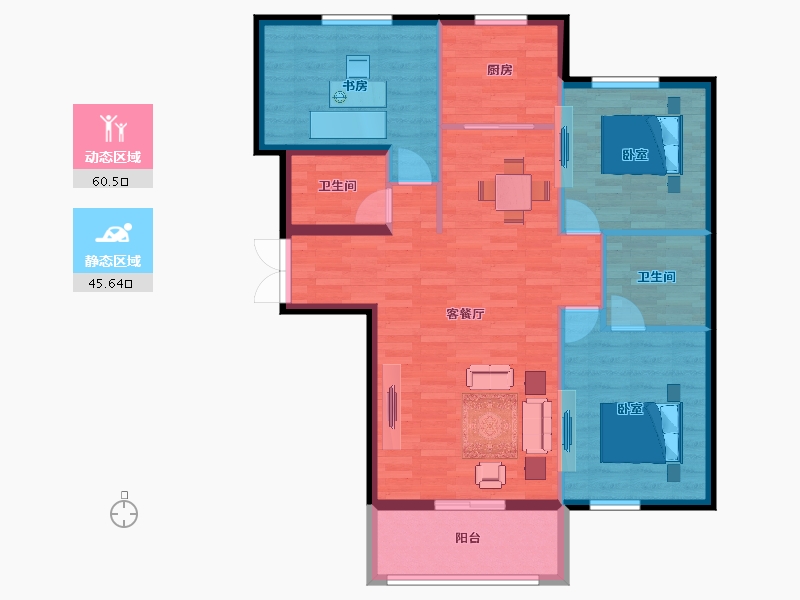 河北省-邯郸市-远邦花园-96.75-户型库-动静分区