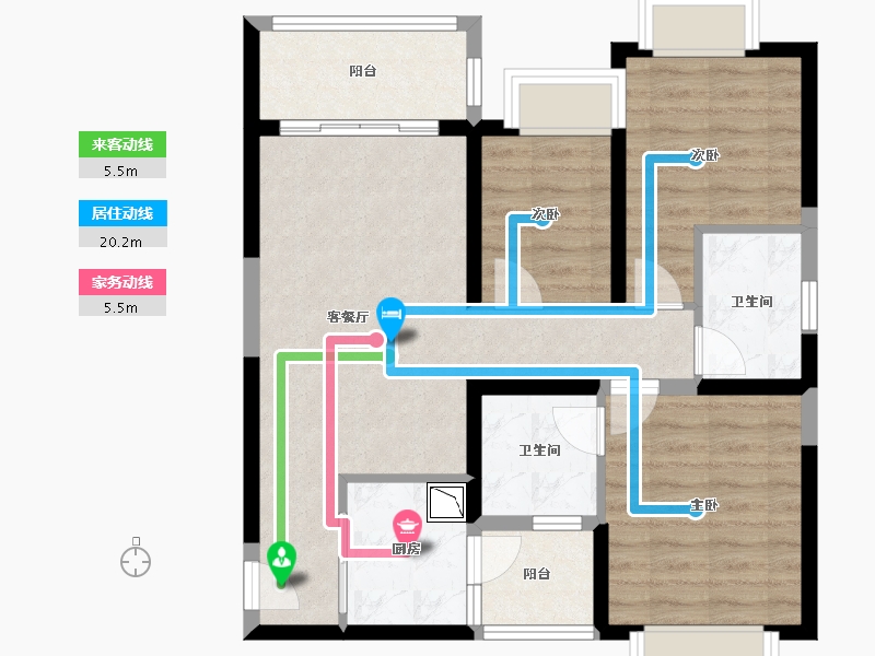 四川省-成都市-昆明恒大国际健康城-75.16-户型库-动静线