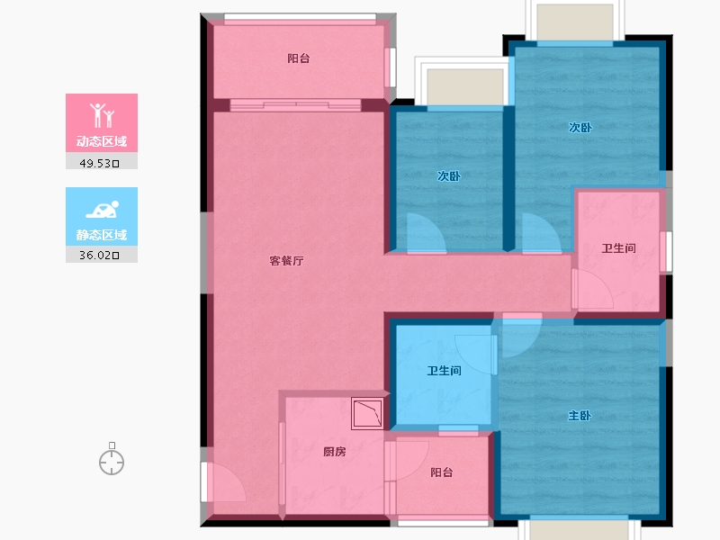 四川省-成都市-昆明恒大国际健康城-75.16-户型库-动静分区