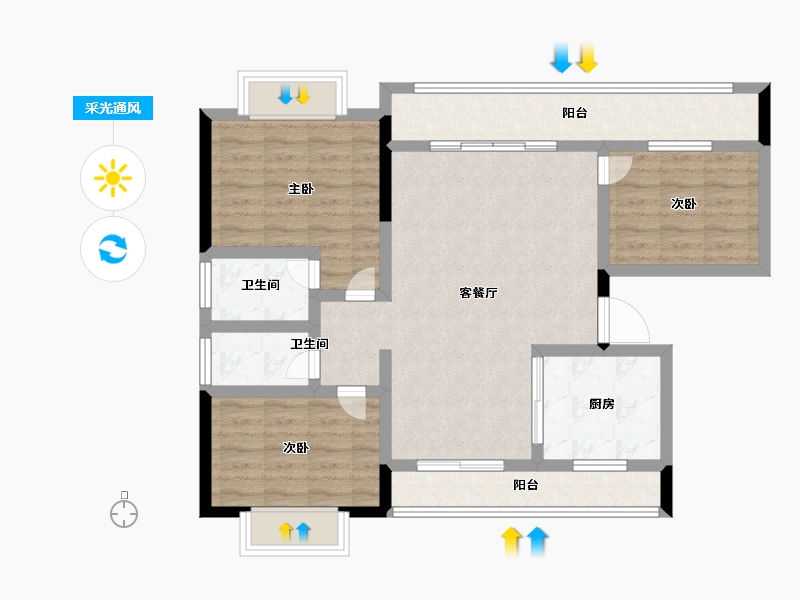 贵州省-遵义市-首府壹号-86.00-户型库-采光通风