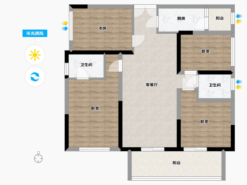 四川省-成都市-凤凰1号栖云湖-98.76-户型库-采光通风