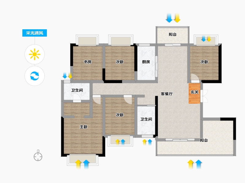 云南省-曲靖市-凤凰嘉园公园里-128.13-户型库-采光通风