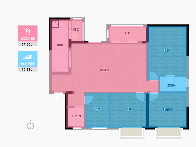 四川省-成都市-融侨悦蓉城-96.50-户型库-动静分区