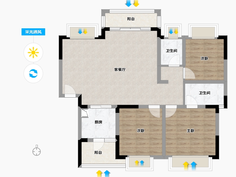 四川省-成都市-华侨城安仁里-89.21-户型库-采光通风