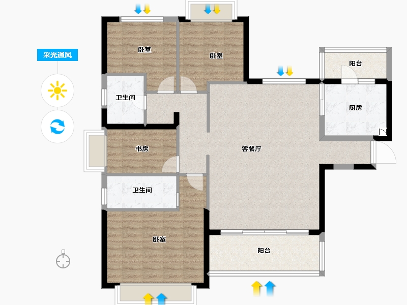 河北省-邯郸市-恒大绿洲-120.01-户型库-采光通风