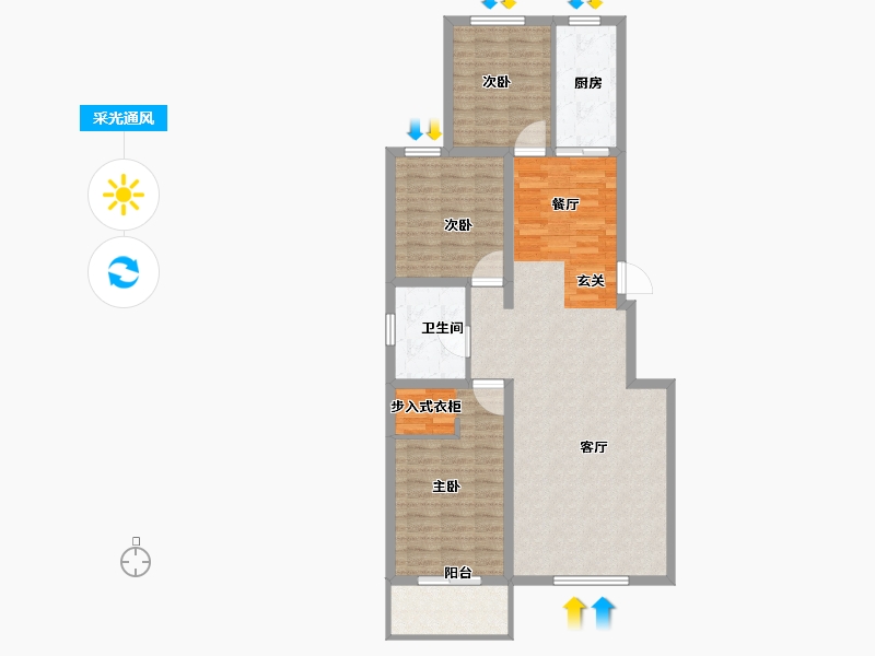 河北省-保定市-长城家园南区-101.00-户型库-采光通风