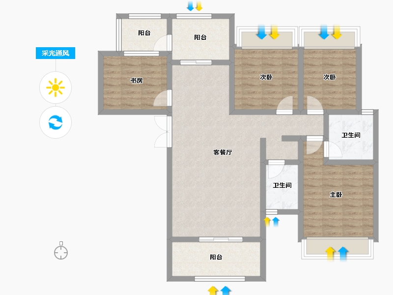 贵州省-遵义市-日月星壹号公馆-99.97-户型库-采光通风