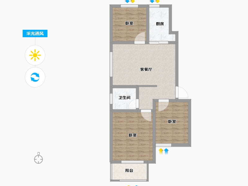 河北省-邢台市-全都城悦府-66.49-户型库-采光通风