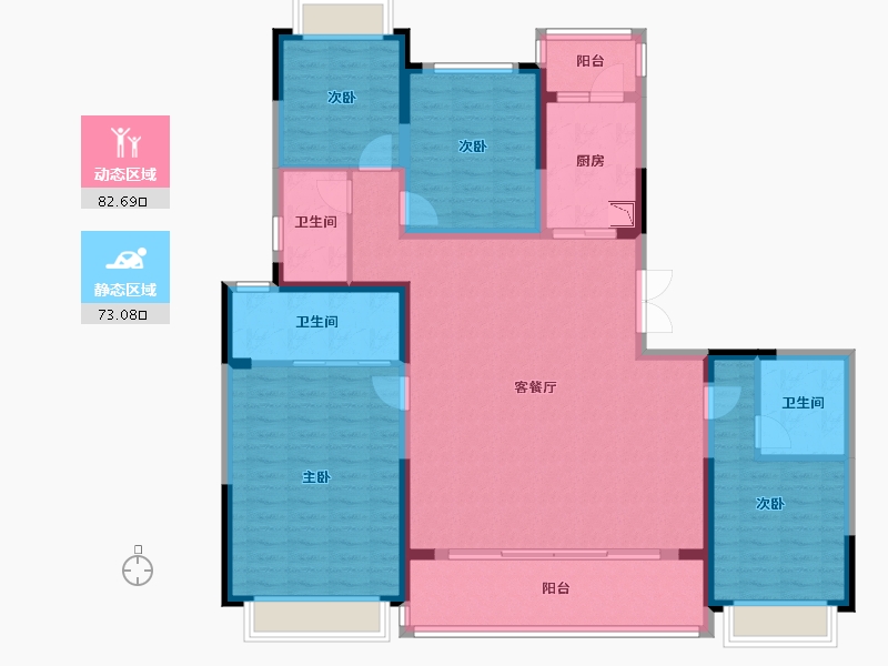 四川省-成都市-阳光城檀悦-140.76-户型库-动静分区