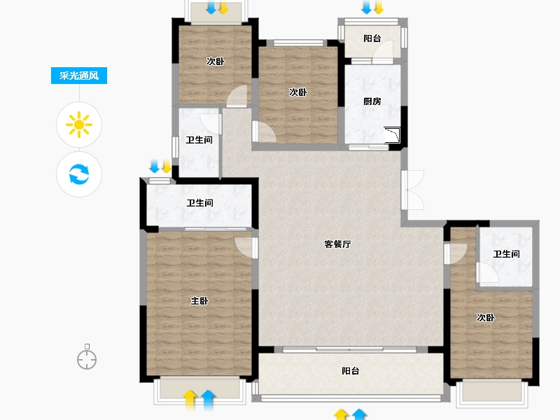 四川省-成都市-阳光城檀悦-140.76-户型库-采光通风