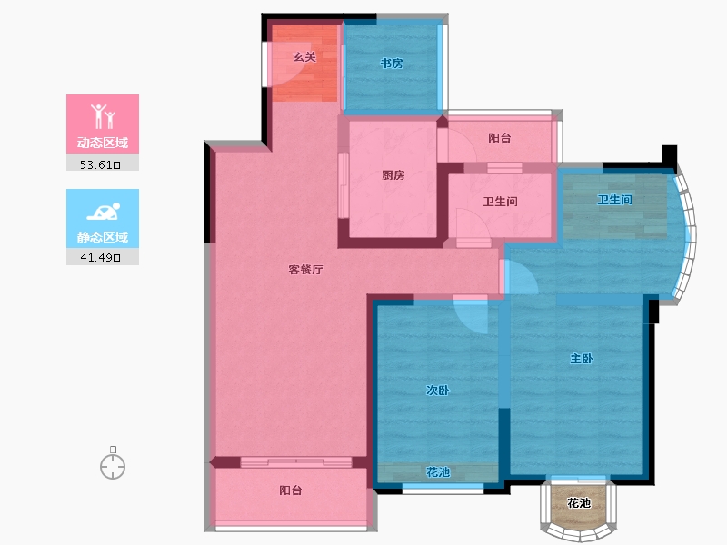 四川省-成都市-嘉合凤凰岛-85.30-户型库-动静分区