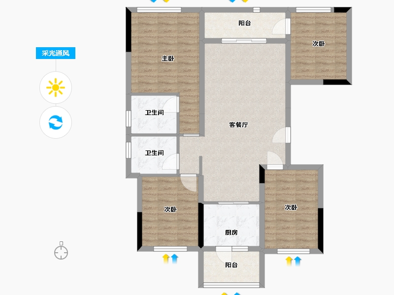 贵州省-贵阳市-四季贵州椿棠府-100.87-户型库-采光通风