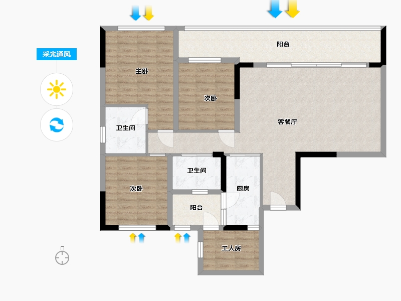 贵州省-贵阳市-四季贵州椿棠府-111.71-户型库-采光通风