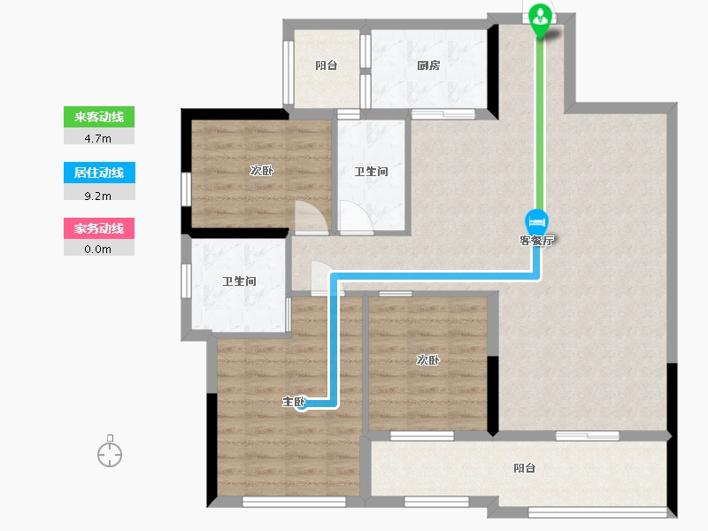 贵州省-贵阳市-四季贵州椿棠府-105.64-户型库-动静线