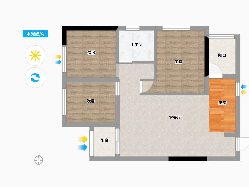 贵州省-贵阳市-四季贵州椿棠府-64.73-户型库-采光通风