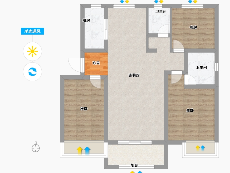 河北省-邢台市-龙泉小镇-74.99-户型库-采光通风