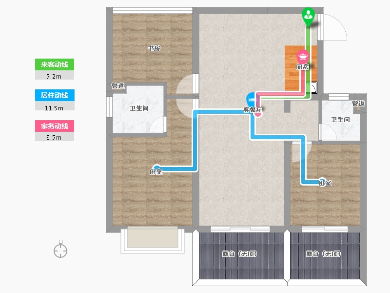 云南省-昆明市-昆明西麓 温泉山谷-84.06-户型库-动静线