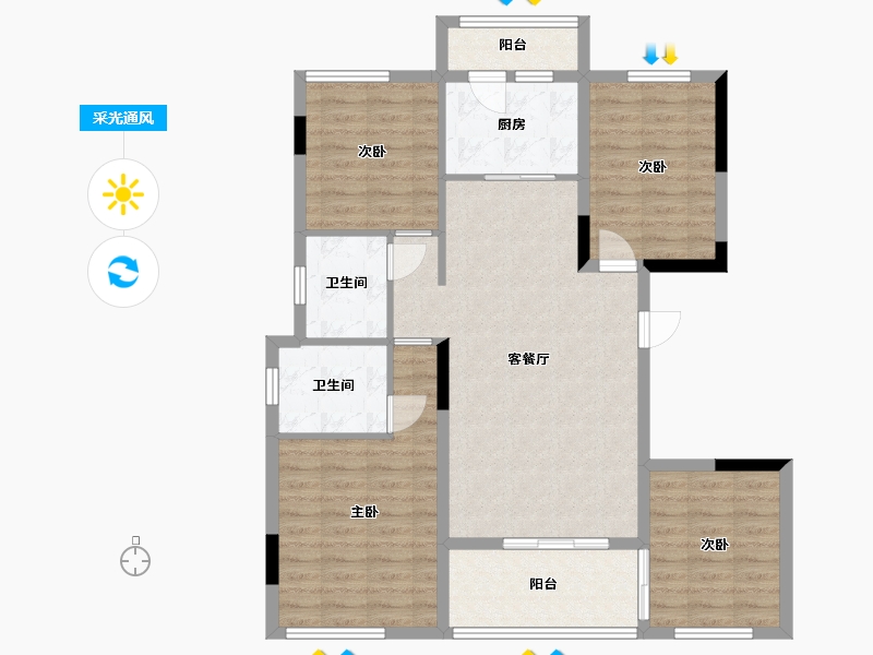 贵州省-贵阳市-四季贵州椿棠府-98.23-户型库-采光通风