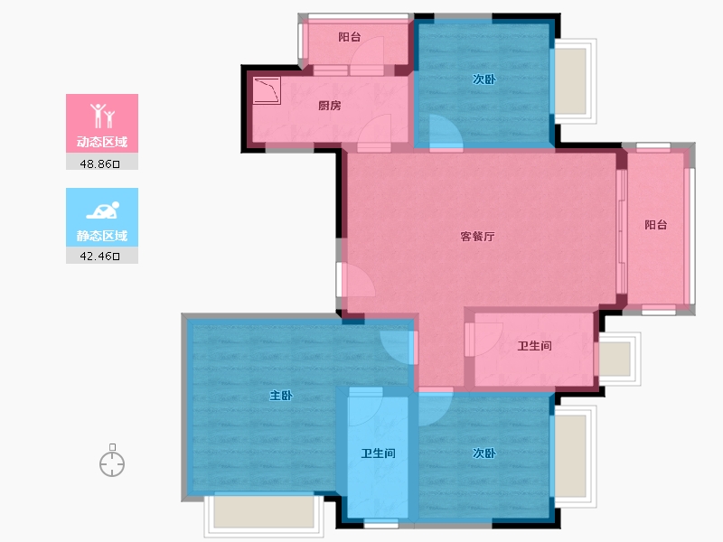 四川省-成都市-华侨城安仁里-79.96-户型库-动静分区