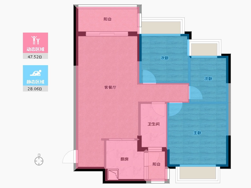 四川省-成都市-恒大西辰绿洲-67.30-户型库-动静分区