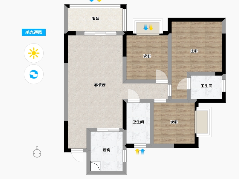 贵州省-贵阳市-敬山府-77.05-户型库-采光通风