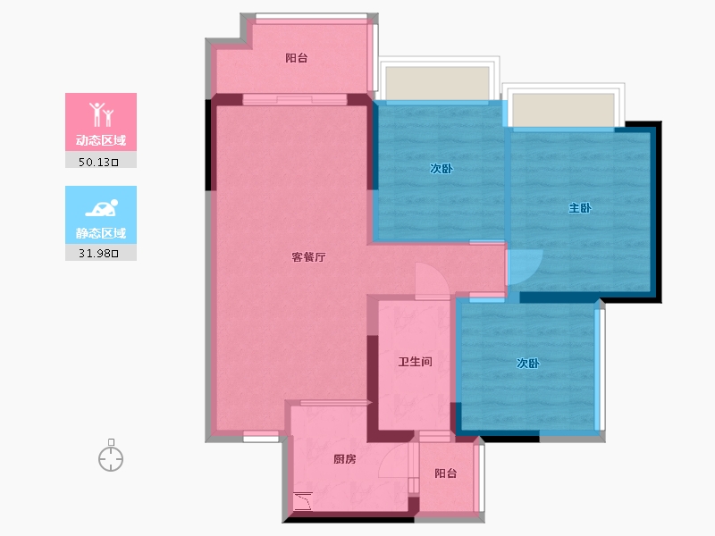 贵州省-贵阳市-金科中泰天境-72.64-户型库-动静分区