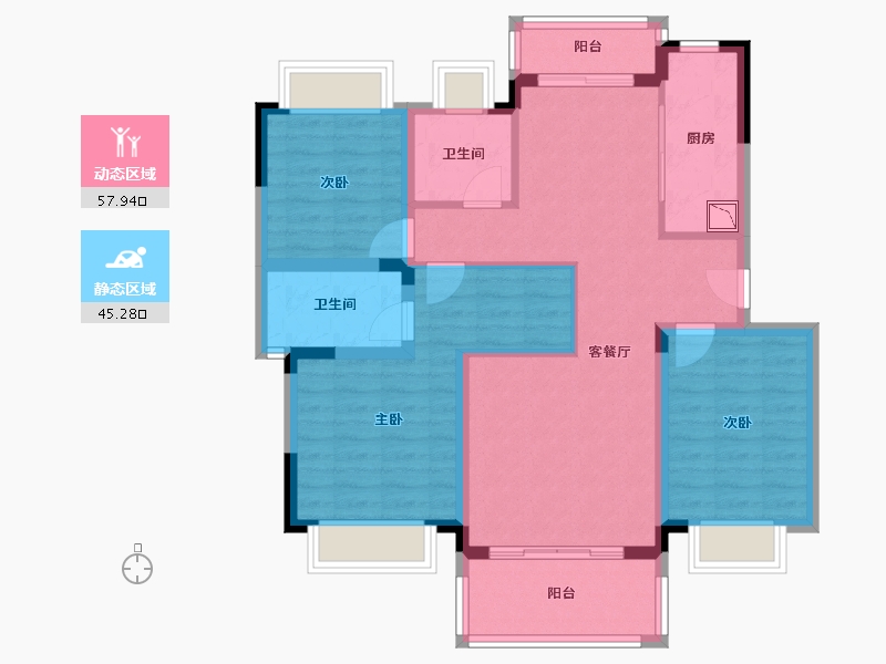 四川省-成都市-华侨城安仁里-91.39-户型库-动静分区