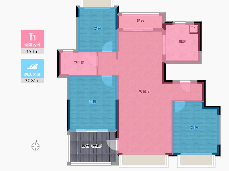 四川省-成都市-昆明恒大国际健康城-94.90-户型库-动静分区