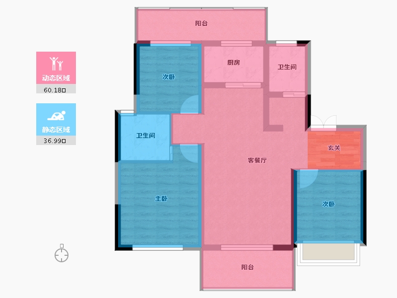 云南省-曲靖市-凤凰嘉园公园里-87.57-户型库-动静分区