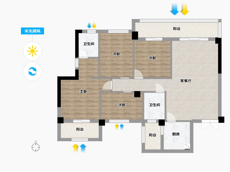 贵州省-贵阳市-双龙悦城-91.60-户型库-采光通风