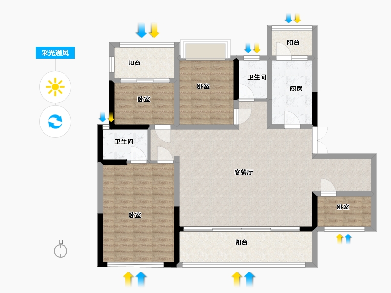 四川省-成都市-禹通宝誉府-115.73-户型库-采光通风