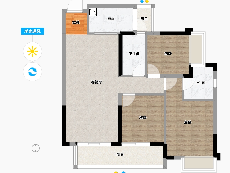 四川省-成都市-圣桦观溪樾-81.81-户型库-采光通风