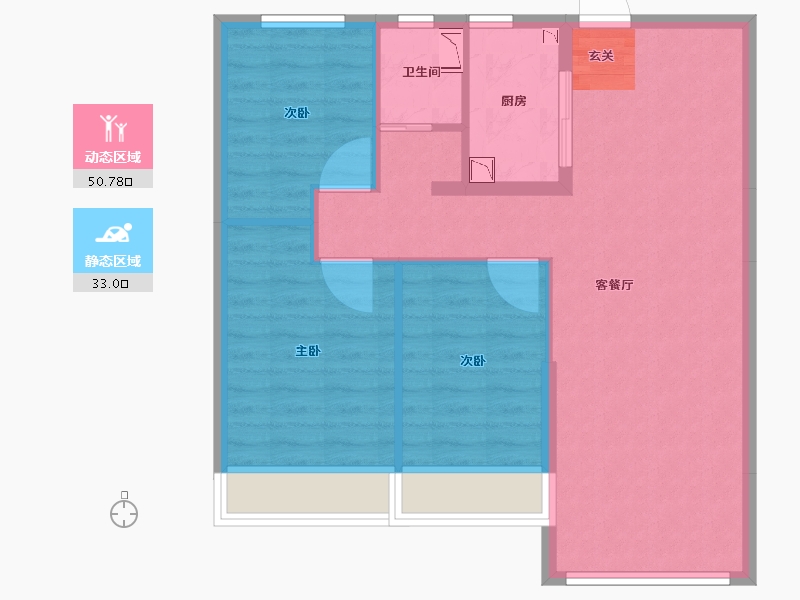 河北省-唐山市-碧桂园公园壹号-75.43-户型库-动静分区