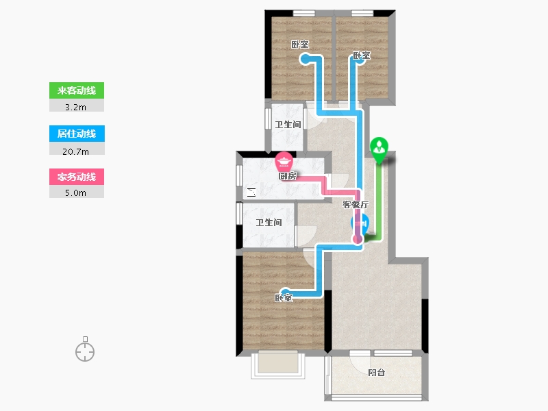 河北省-张家口市-京北橡树湾-65.63-户型库-动静线