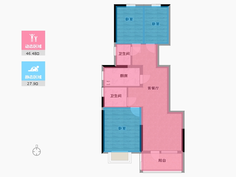 河北省-张家口市-京北橡树湾-65.63-户型库-动静分区