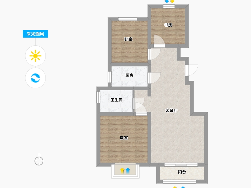 河北省-沧州市-百丰瑞府-63.20-户型库-采光通风