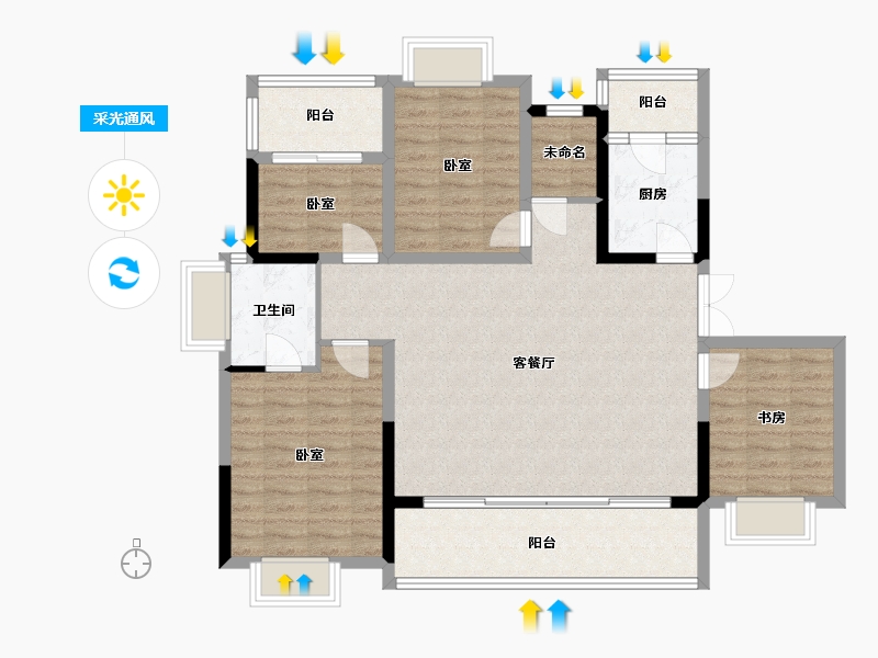 四川省-成都市-禹通宝誉府-109.32-户型库-采光通风