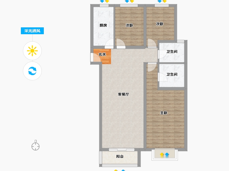 河北省-唐山市-富丽国际-91.26-户型库-采光通风