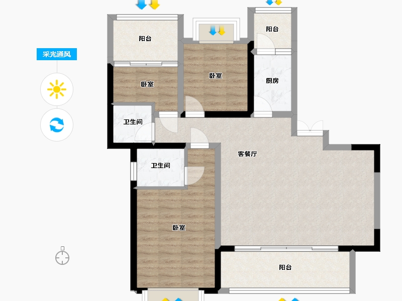 四川省-成都市-禹通宝誉府-92.87-户型库-采光通风