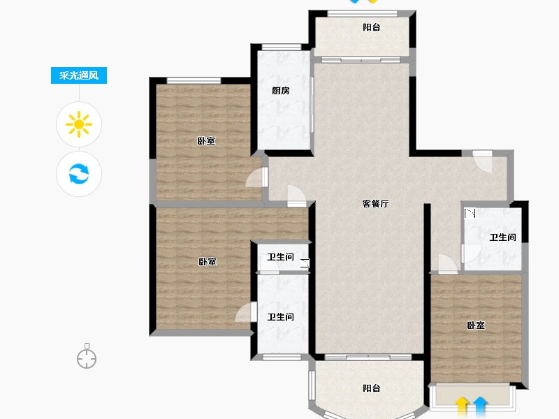 山西省-太原市-太原星河湾5号园-145.00-户型库-采光通风